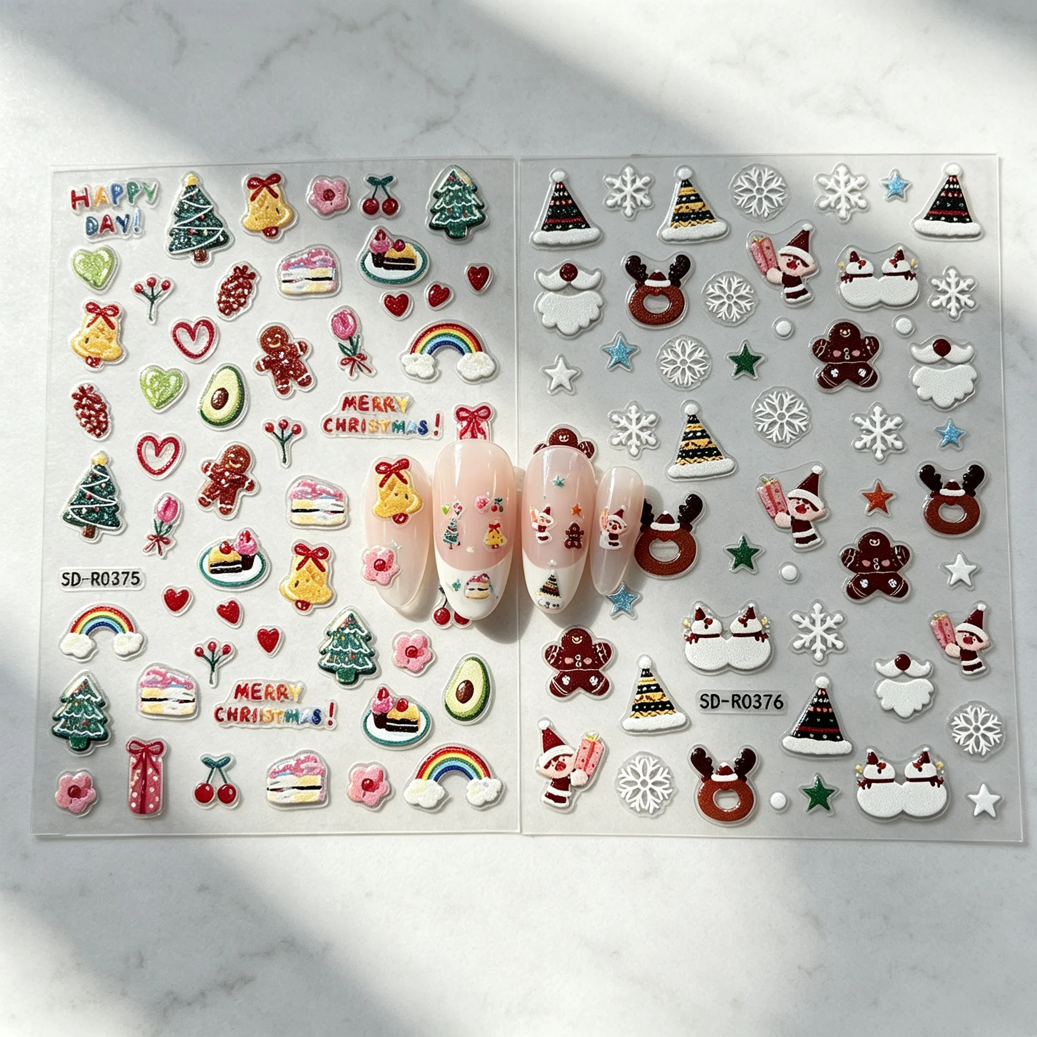 Nail Art Xmas Tree - 2 Adet 5D Noel Baba Zencefilli