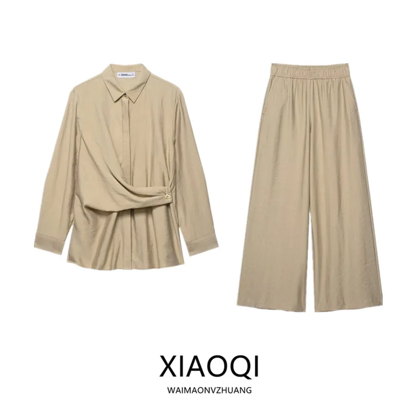 Pure Kleur Lange Sve irt Dames Faion Herfst Nieuwe Collectie Dubbele Knop Ontwerp Ele Werkkleding Tweedelige Set 2025
