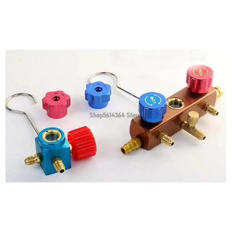 1/8 "BSP-11mm samochodowy miernik klimatyzacji domowej miernik ciśnienia freonu czynnik chłodniczy podwójny miernik pokrętło korpus zaworu akcesoria z haczykiem — zdjęcie 2