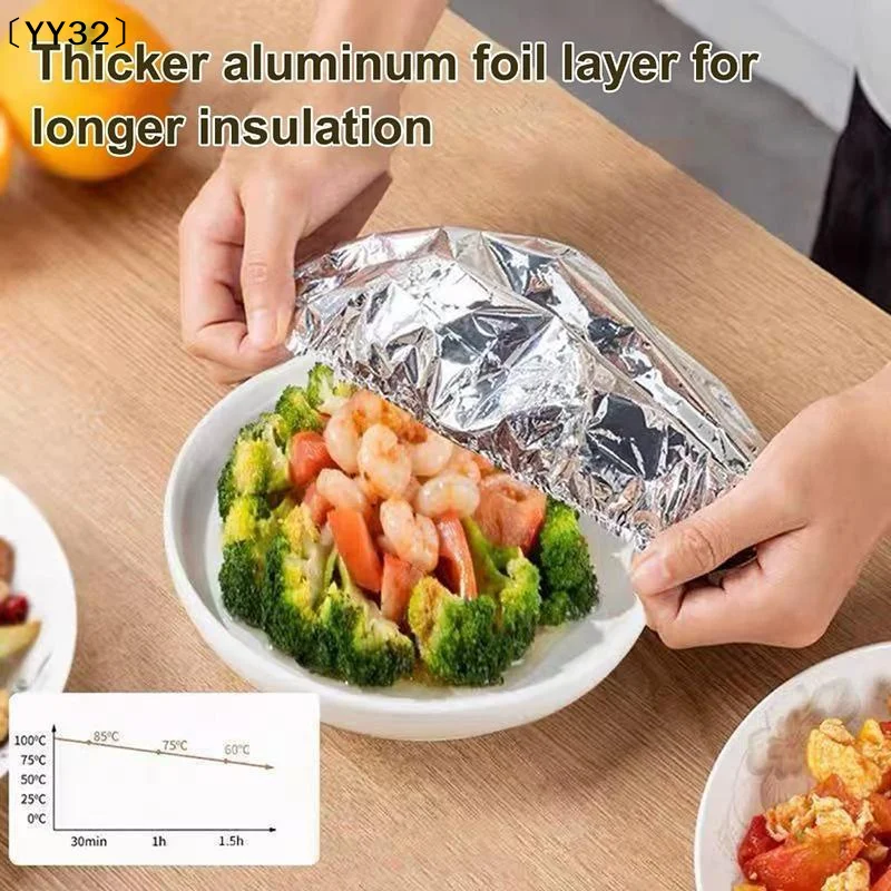 Aluminum Foil Food Covers Heat Preservation Dustproof Odor Isolation For Kitchen Food Storage Fits Most Bowls〔YY32〕