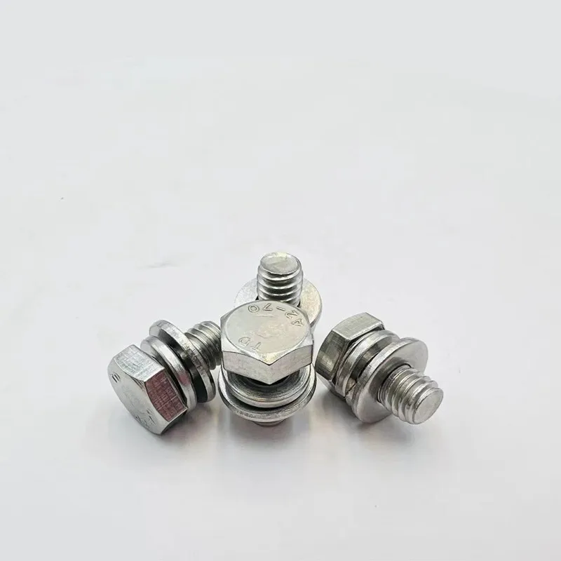 1/10pcs M4 M5 M6 M8 M10 M12 304 Stainless Steel External Hex Hexagon Head SEM Screw Flat Washer Spring Gasket Assemble Bolt