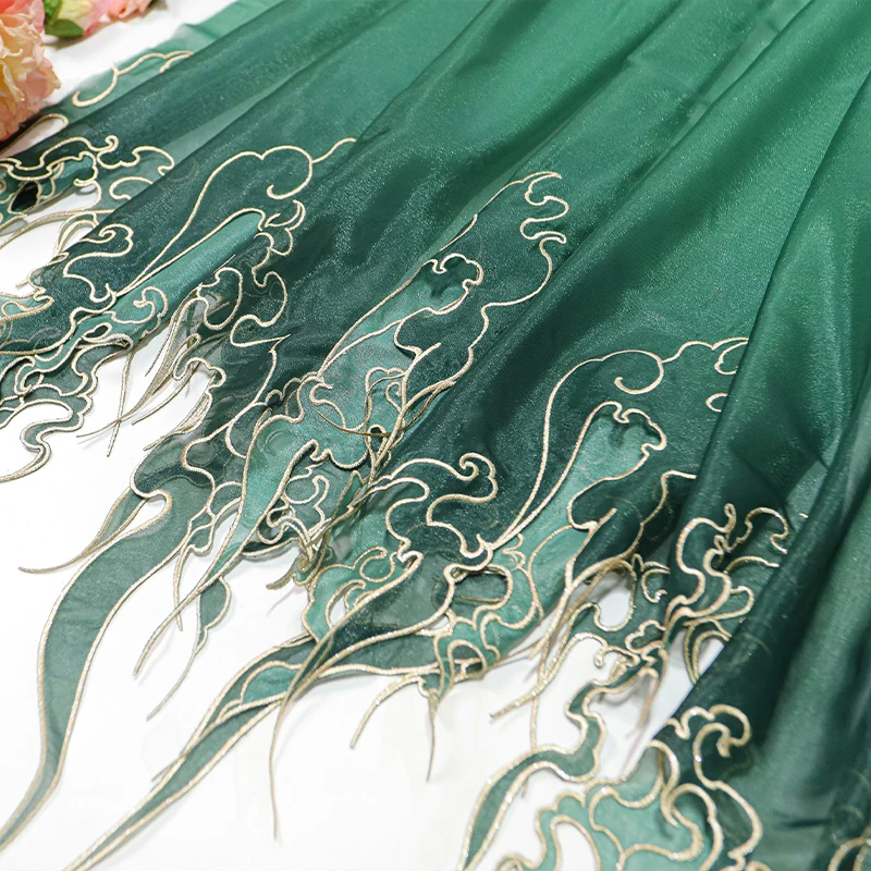 Tela bordada de industria pesada de estilo chino, cola degradada, bordes DIY, tela de diseñador para coser traje de vestido Hanfu