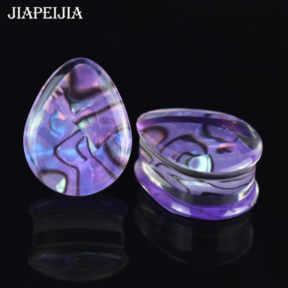 Dilatadores de oreja para hombre y mujer, 2 piezas, 8-50mm, Multicolor, gota de desgarro, dilatadores, ensanchador de oreja, doble enchufe acampanado, joyería corporal