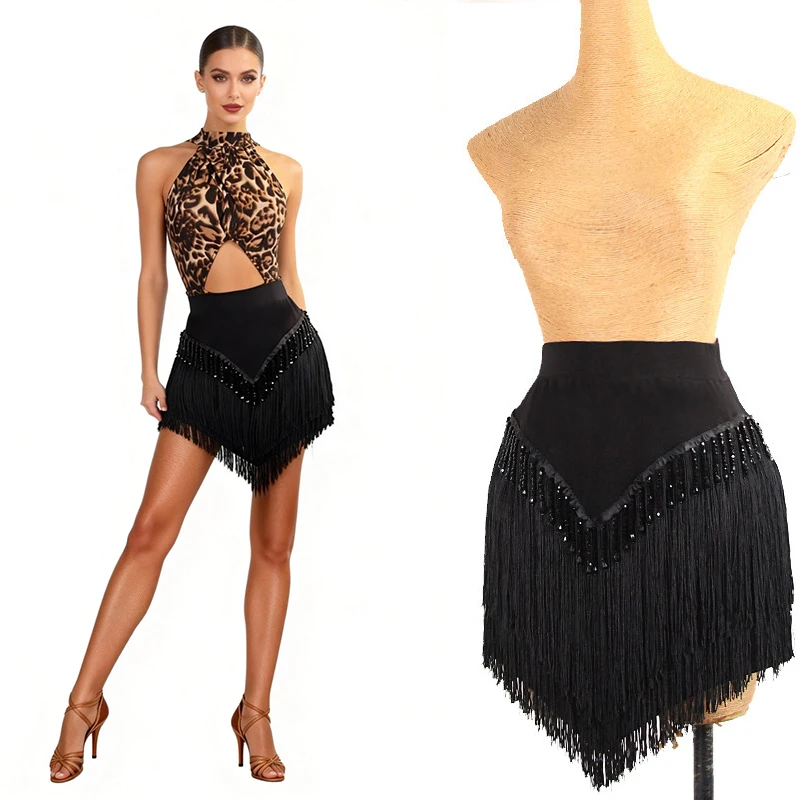 

2026 New Latin Dance Performance Skirt Tassels Skirt Practice Clothes Chacha Rumba Tango Dance Adult Female Wearing DQL12771