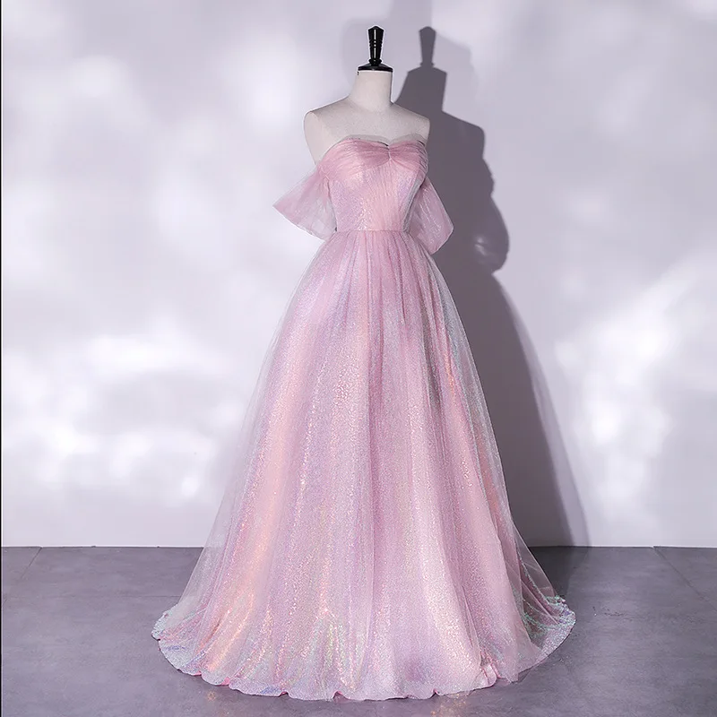 Sereia senhora rosa roxo longo emagrecimento fio colorido 2025 novo elegante anfitrião solo exame de arte vocal desempenho vestido cinta