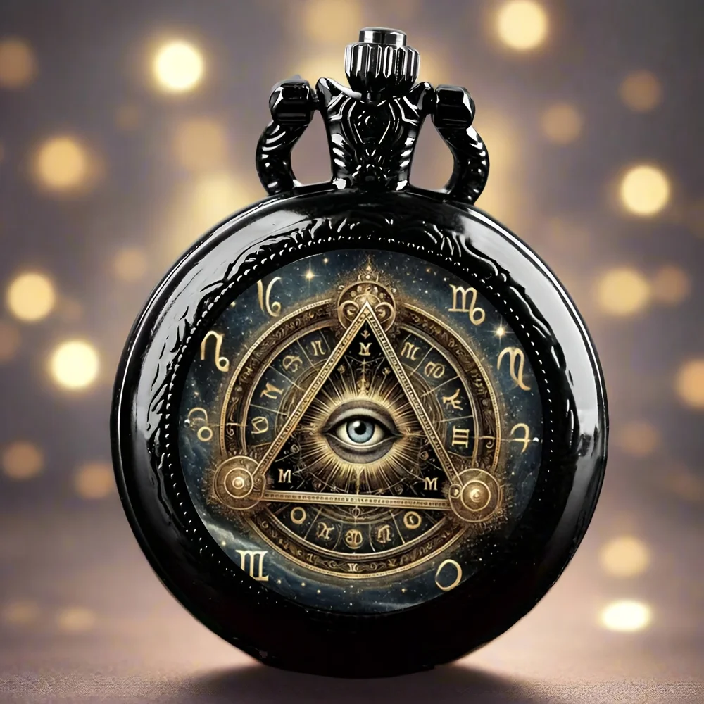 Vintage Exquisite Gothic Eye Pattern Design Mini Pocket Watch, Precise Quartz Movement Watch,Great Clock Gift for Male Female