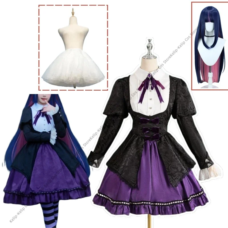 Anime Panty & Stocking with Garterbelt Stocking·Anarchy Cosplay Costume Wig Purple Evening Dress Lolita Woman Lovely Party Suit