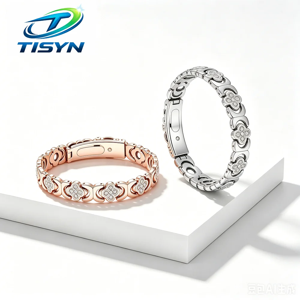 

Women's Four Leaf Clover Zircon Bracelet Zinc Alloy Magnet Therapy Wristband Rose Gold Silver Fashion Light Luxury Jewelry Gift