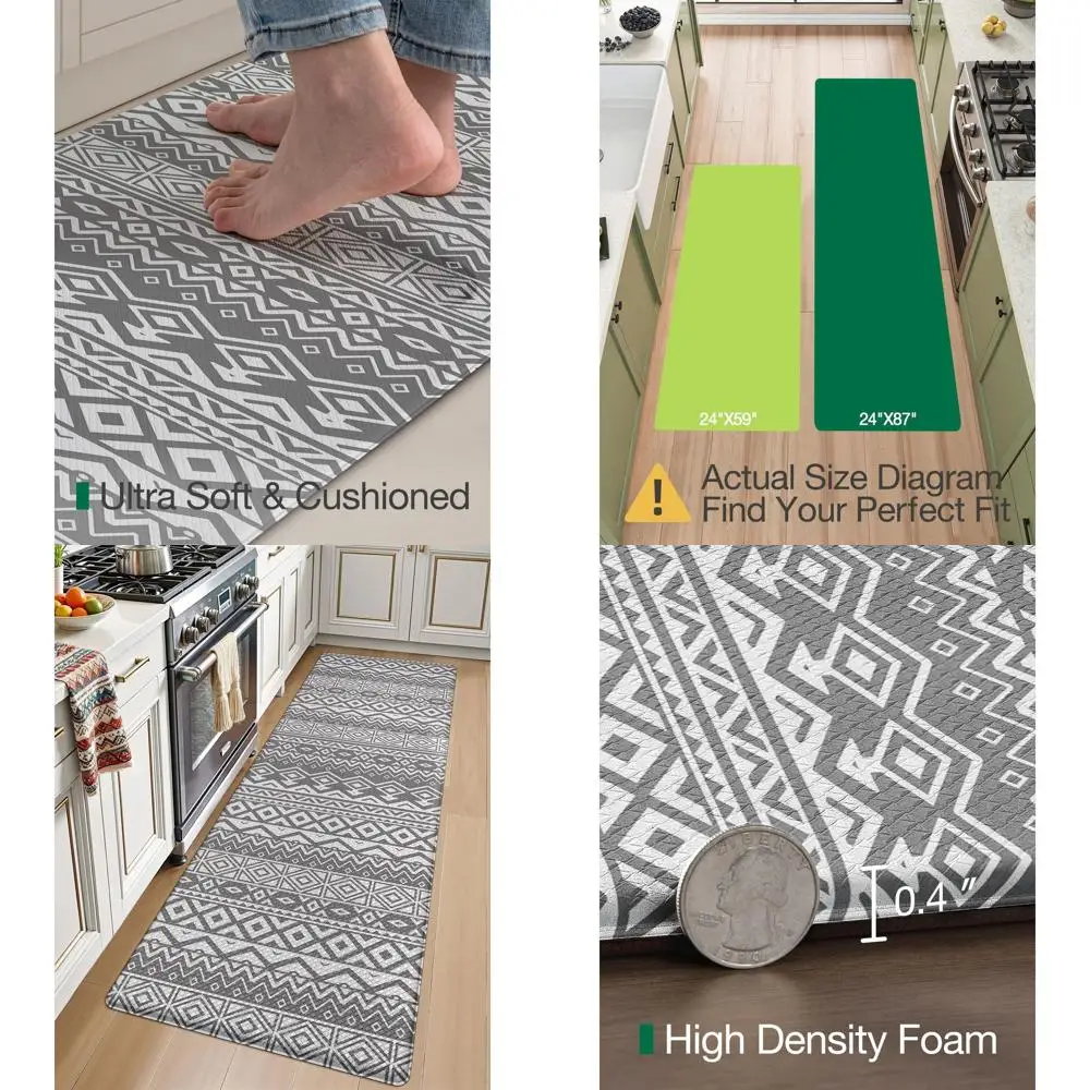 

Comfortable Anti-Fatigue Mat, Soft Waterproof Rug, Stain-Resistant PVC for Kitchen, Home, Office, 24x59