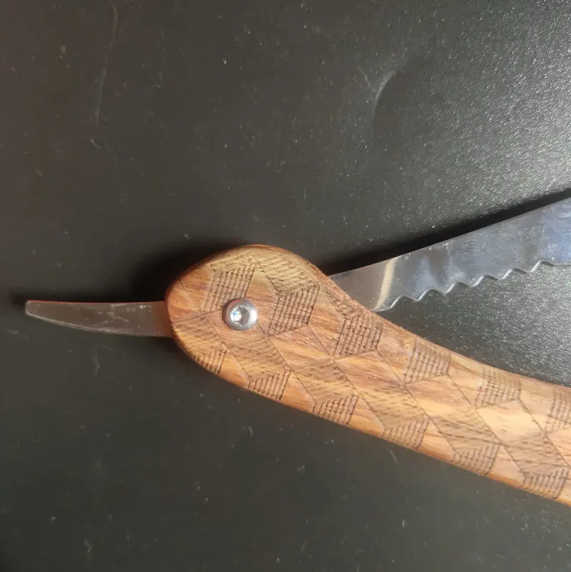 Maquinilla de afeitar con mango de madera para hombre, maquinilla de afeitar clásica, profesional, para corte de pelo de peluquero, tipo de hoja de cambio, 1 unidad