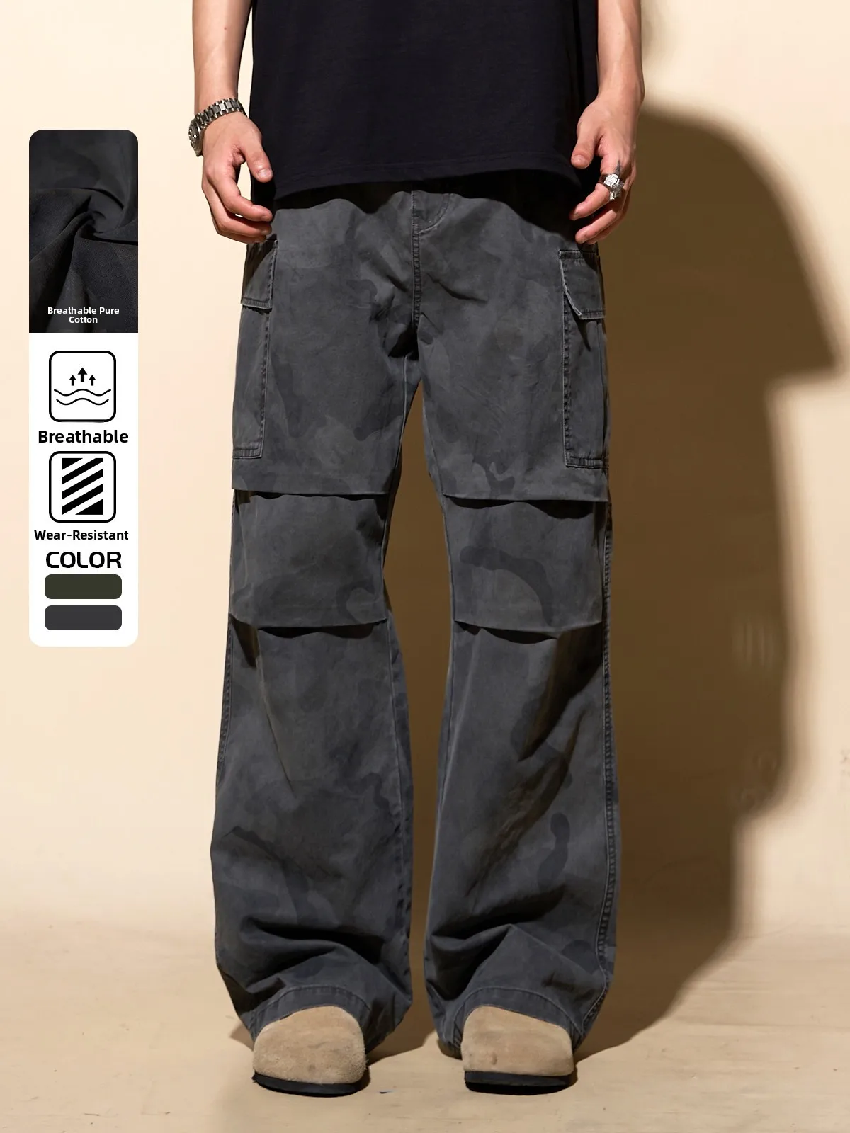 

Loadmind Retro American Camouflage Workwear Pants Men's Casual Loose Wide Leg Versatile Long Straight Tube Soldier Thi