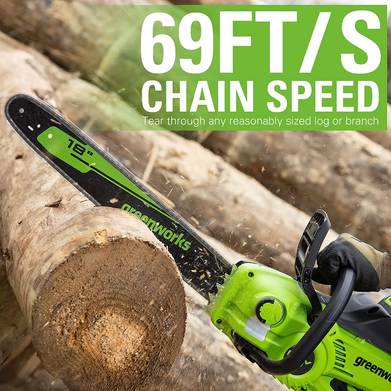 40V 18 Inch Brushless Cordless Chainsaw for Tree Felling, Limbing, Pruning and Firewood