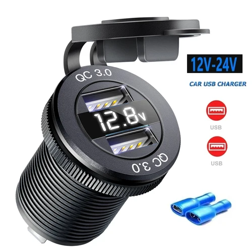 Imagen 2 del producto Cargador rápido para coche de 12V, toma de corriente QC3.0 y puerto USB PD, adaptador de cargador de coche, carga rápida para coche, barco, Marine, RV, motocicleta