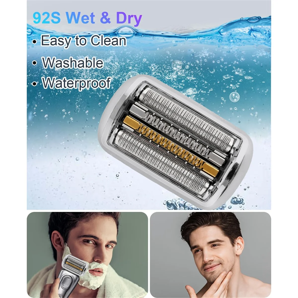 N89R 92S Replacement Shaver Head for Braun 9 Series Foil Shaver 9040s, 9080cc, 9093s, 9095cc, 9240s, 9242s, 9260s with Brush