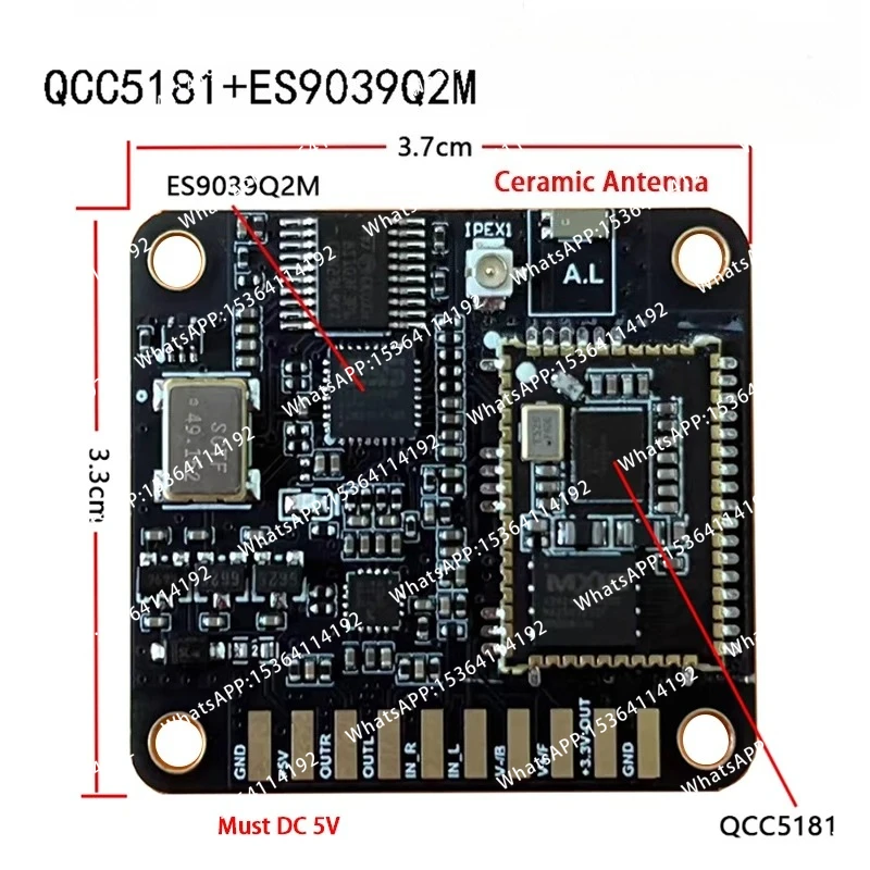 QCC5181 Lossless Bluetooth LDAC ES9039 DAC Decoding HIFI Serial Port Control of Volume
