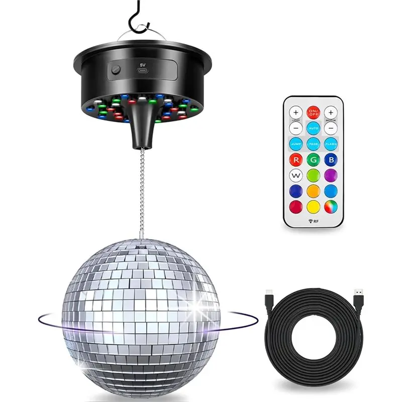 

Rotating Disco Ball With Motor And 6 Inch Mirror Ball, Variable RPM Speed, 16FT USB Power Cable, For Party Wedding-[Toolmr A83]