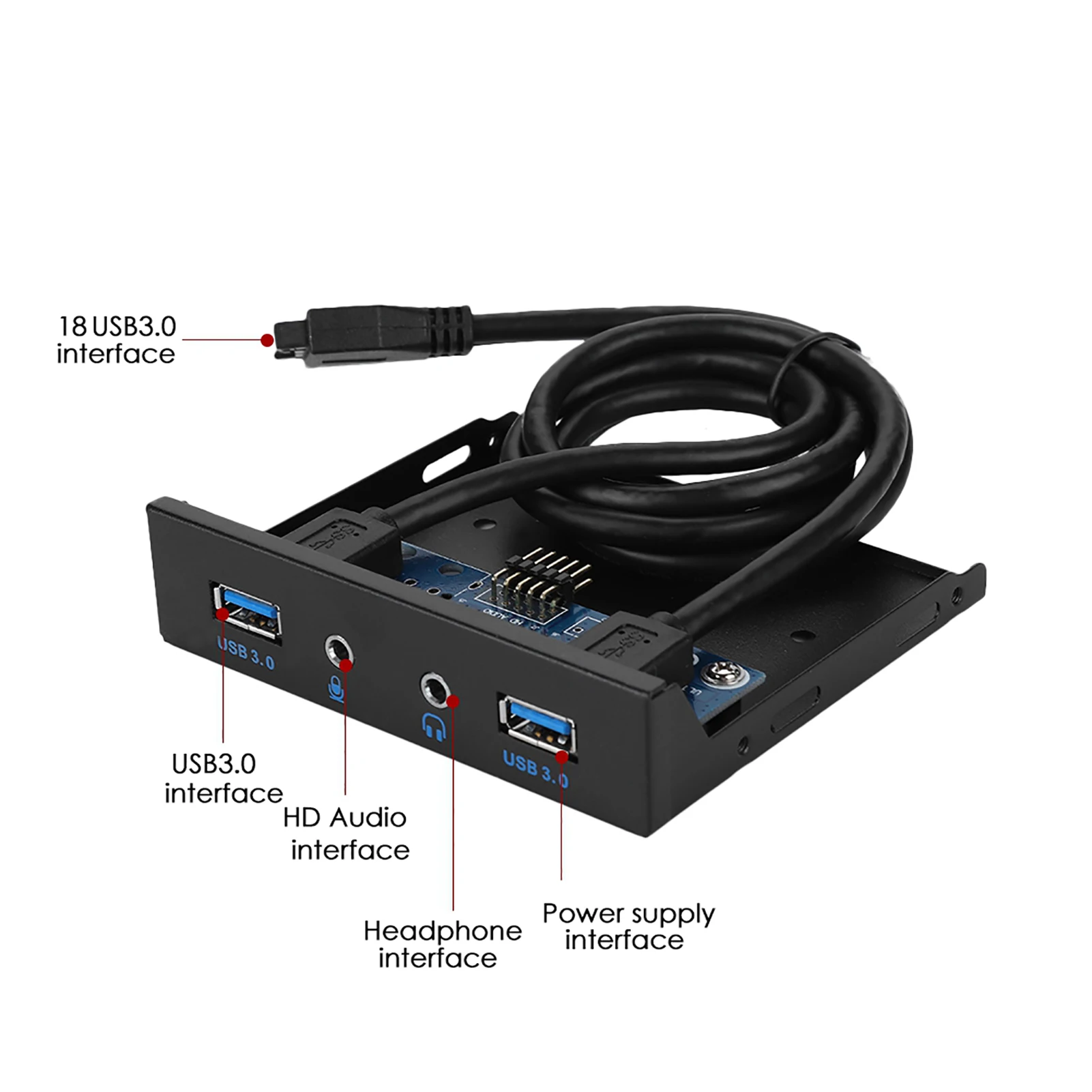 لوحة أمامية مرنة USB اللوحة الأمامية USB3.0 الصوت لوحة أمامية مرنة 3.5 بوصة 2 واجهات USB3.0 مع ميكروفون الصوت USB3.0 اللوحة الأمامية #5