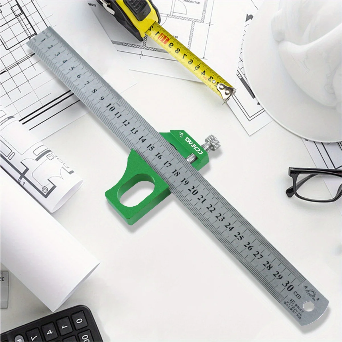 Steel Ruler Positioning Block Aluminum Alloy - 45/60/90 Degree Angle Scriber Line Marking Gauge for Ruler Locator Measuring Tool