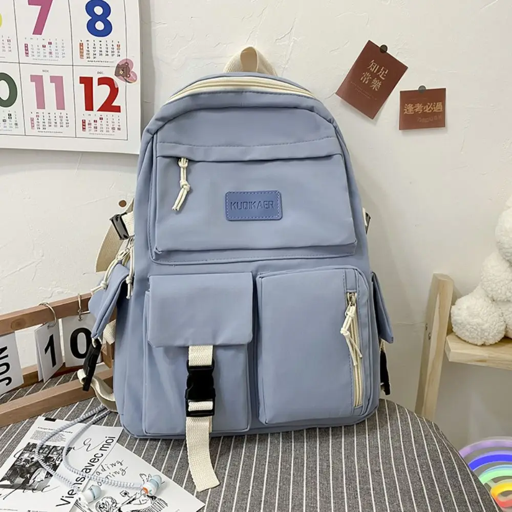 Mochila para estudiantes de moda de alta calidad, bolso escolar de lona Simple, bolsos de hombro informales con múltiples bolsillos, regalos