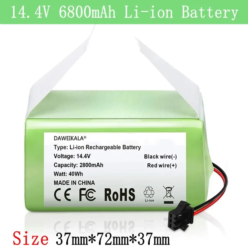 

Daweikala 14.4V 6800mAh Li-ion Battery For For Conga 990 1090 Tesvor X500 Ecovacs Deebot N79 N79S DN622 Eufy RoboVac 11 11S Robo
