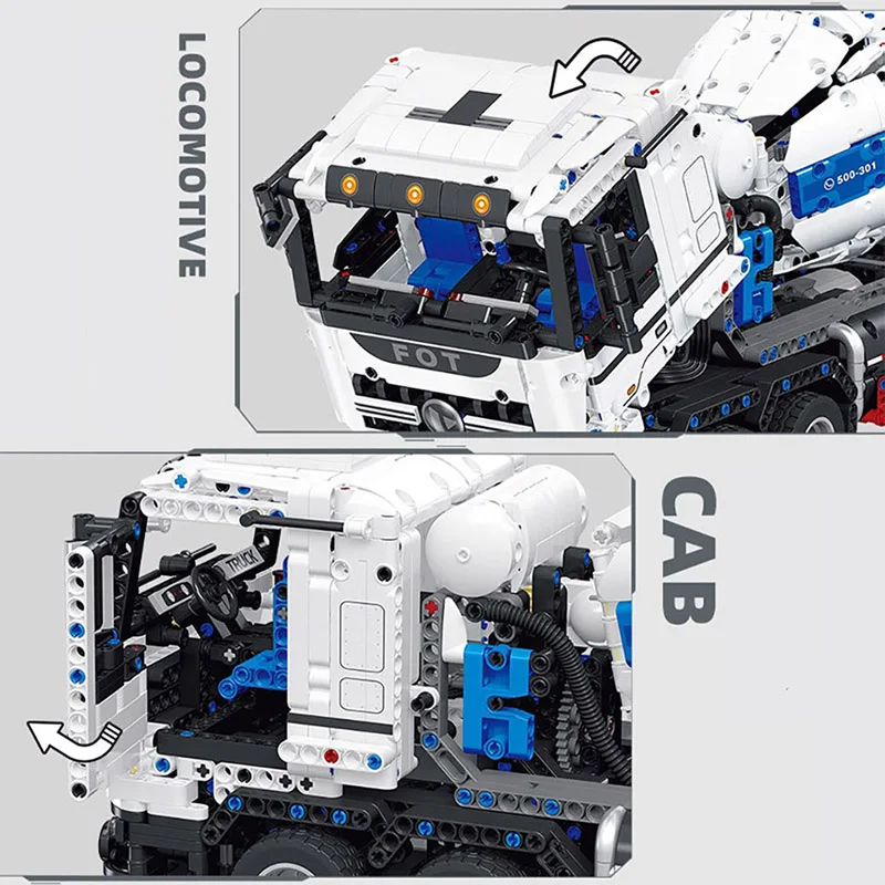 技術-エンジニアリングミキサートラックモデルのビルディングブロック,DIYレンガのおもちゃ,セメントタンカー,都市,子供へのギフト,2432個