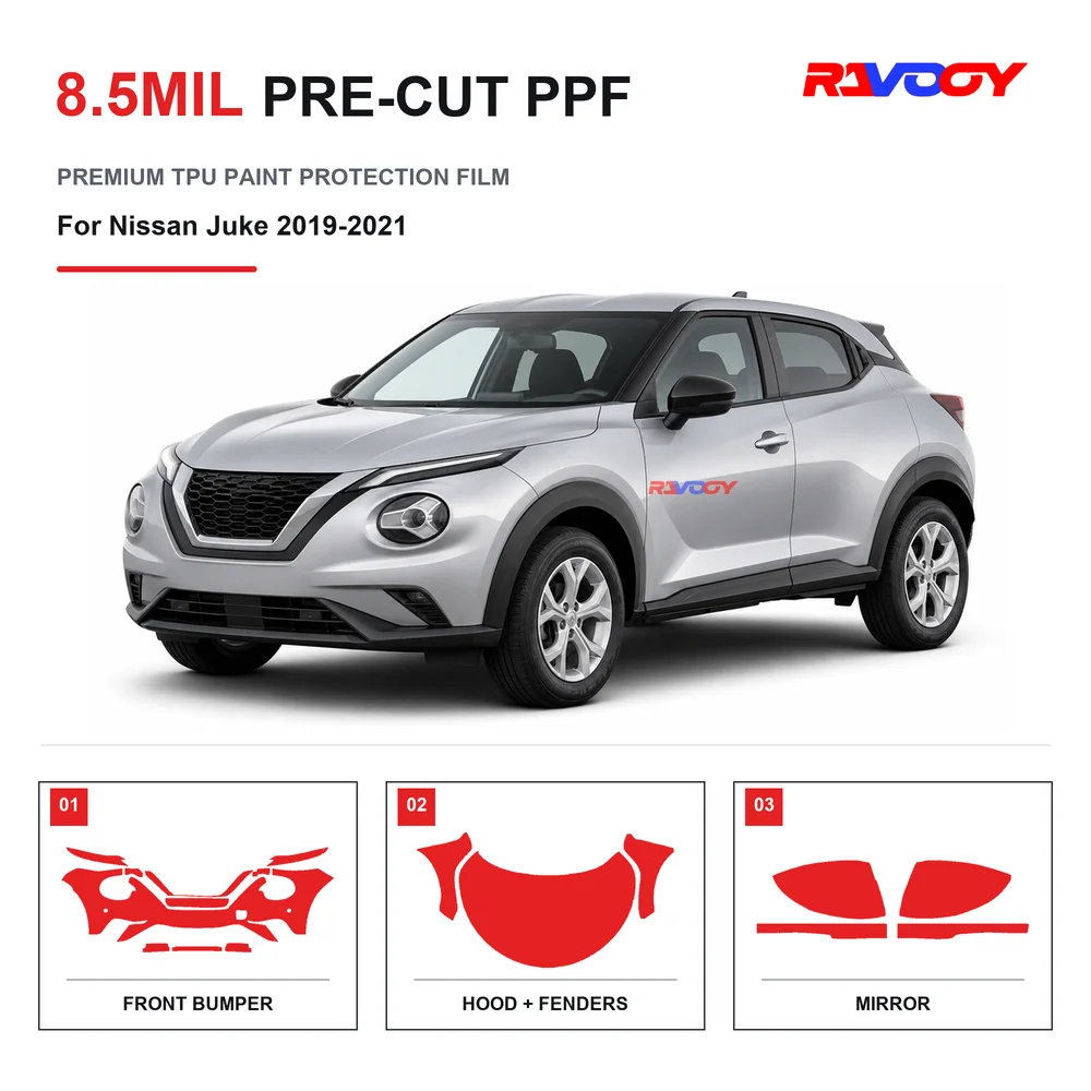 Precut PPF For Nissan Juke 2019-2021 8.5mil TPU Clear Paint Protection Film Self Healing Hydrophobic UV Stone Chip Guard