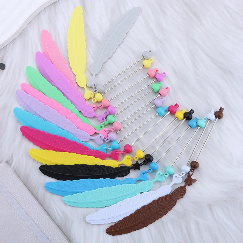 30Pcs Colorful DIY Beaded Feather Bookmark,  Page Clip,  Star & Butterfly Design, Student Incentive Gift