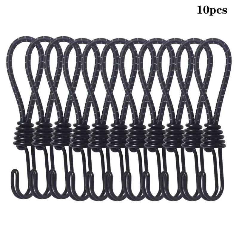 5/10Pcs Tent Elastic Rope Cord Hook Versatile Outdoor Camping Canopy Tarp Tent Fixing Cord String Carabiner Hooks Accessories