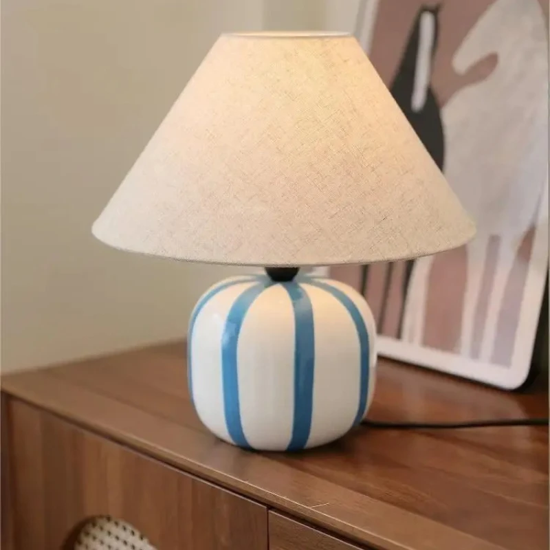 Bauhaus Color Ceramic Candy Table Lamps LED E27 Fabric Lampshade Desk Lights Bedroom Study Bedside Studio Adorn Reading Lights