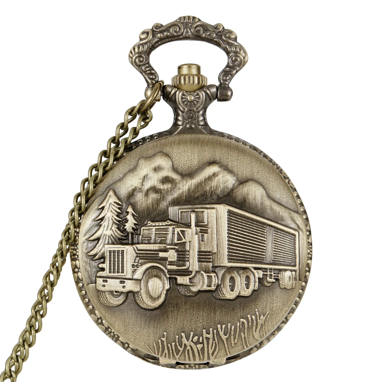 New Bronze Retro Big Truck Pocket Watch com Chain Watch para Car Truck Driver Pocket Watches para Homens Mulheres 2023