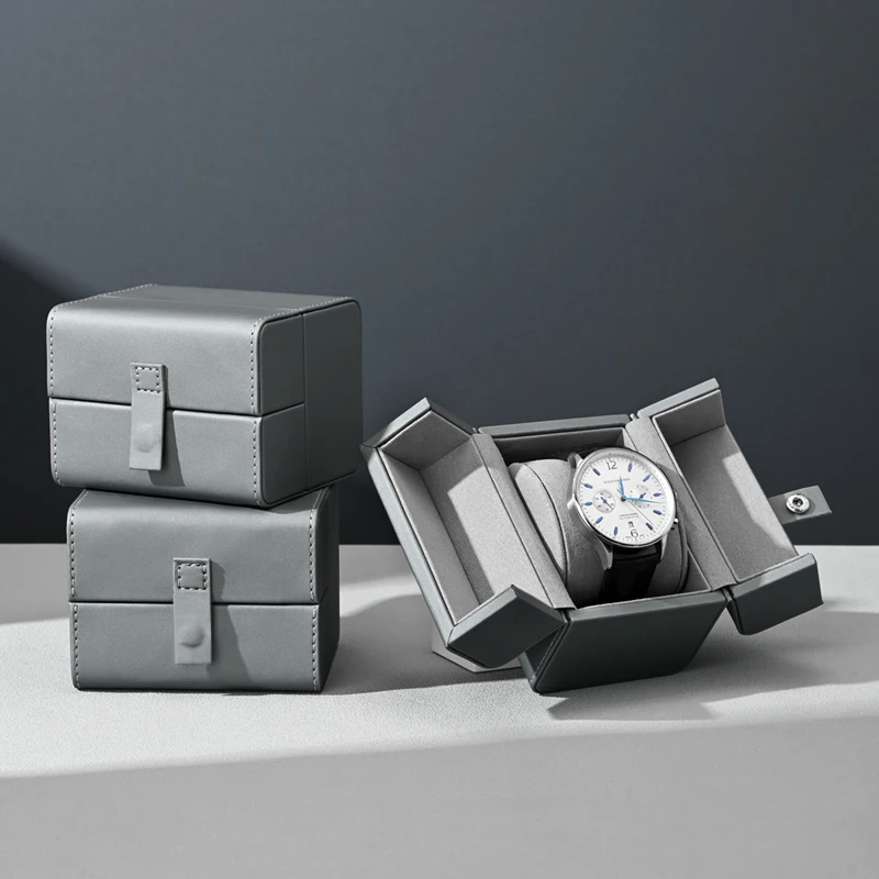 

MISHITU Leather Watch Gift Box Single Watch Organizer Watch Display Box Double Opening and Closing Design Watch Case Storage Box