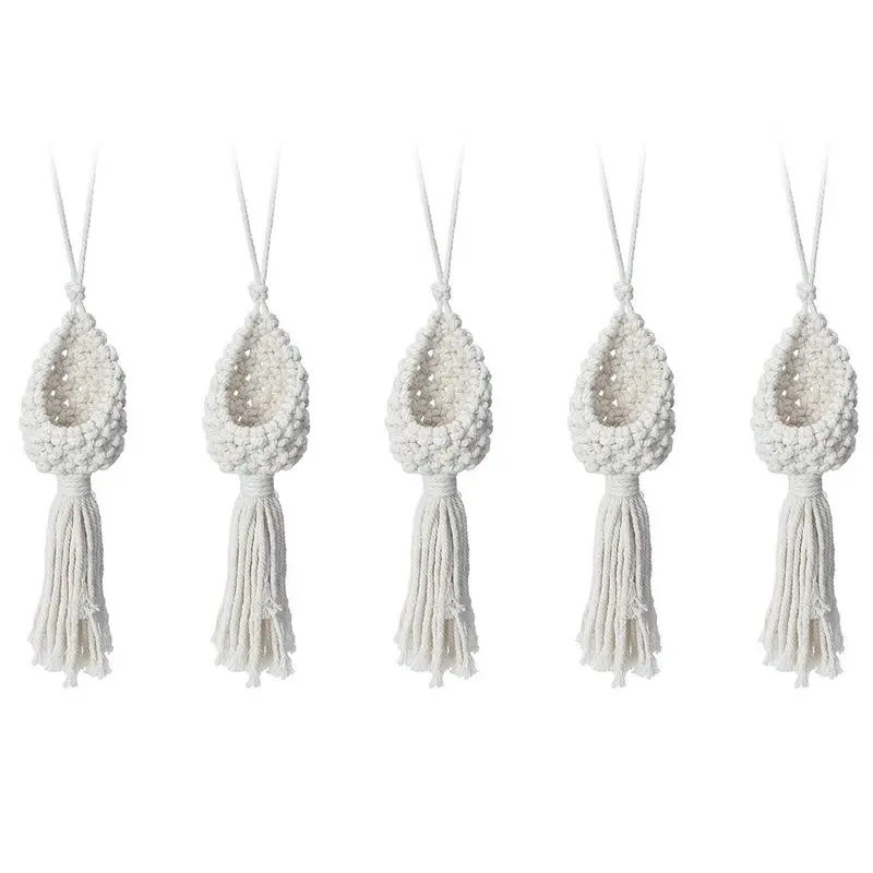 

ABRE-5X Boho макраме воздушная вешалка для растений Tillandsia подвесная корзина держатель для веревки цветок домашний декор (10 см)
