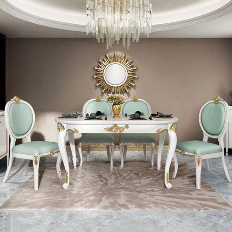 Villa Oval Dining Table Kitchen Marble European Bistro Design Modern Dining Table Rectangular Balcony Muebles Unique Furniture