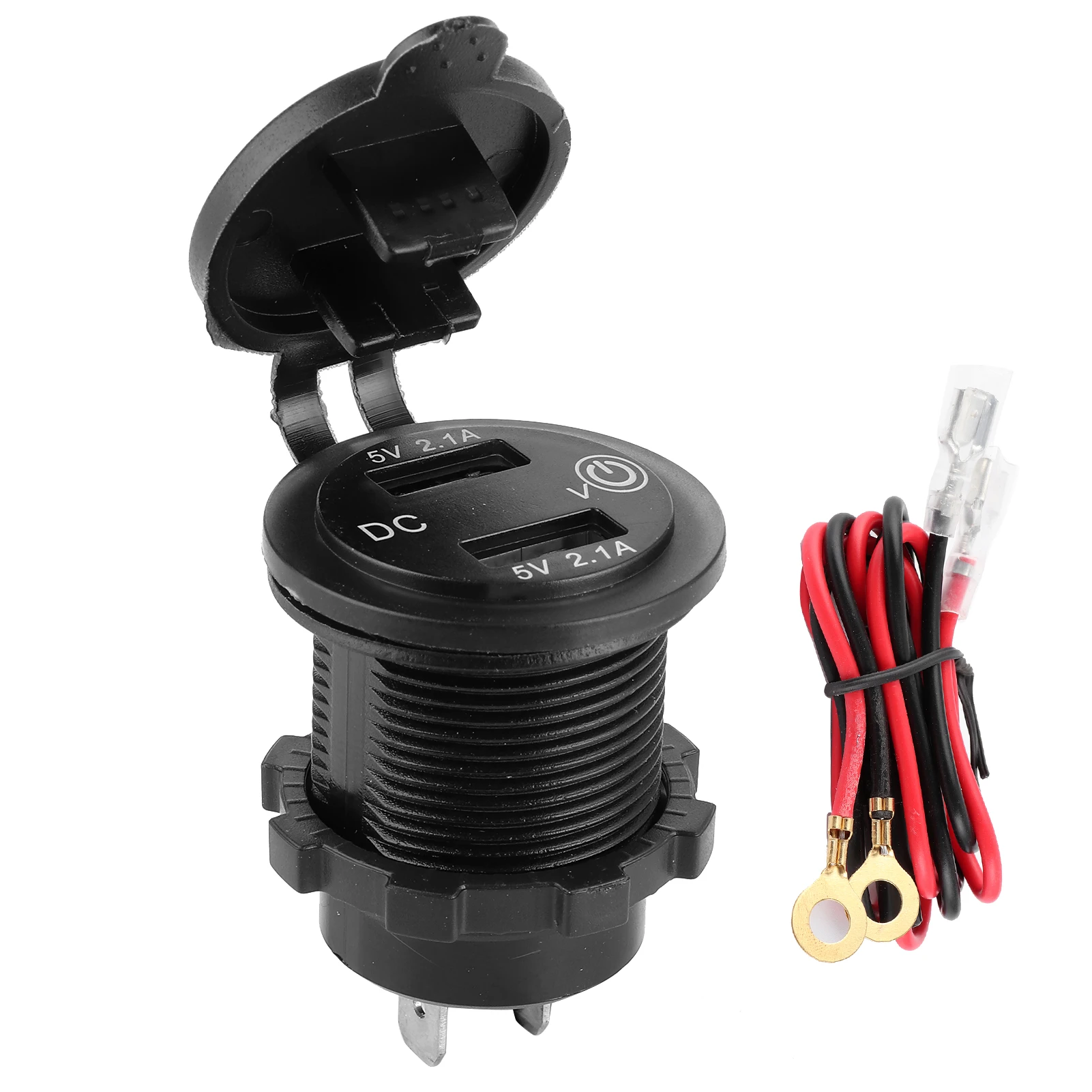 Dubbele USB-autolader met sigarettenaansteker, auto-aanpassing met voltmeter 1224V 2.1A+2.1A sigarettenaansteker