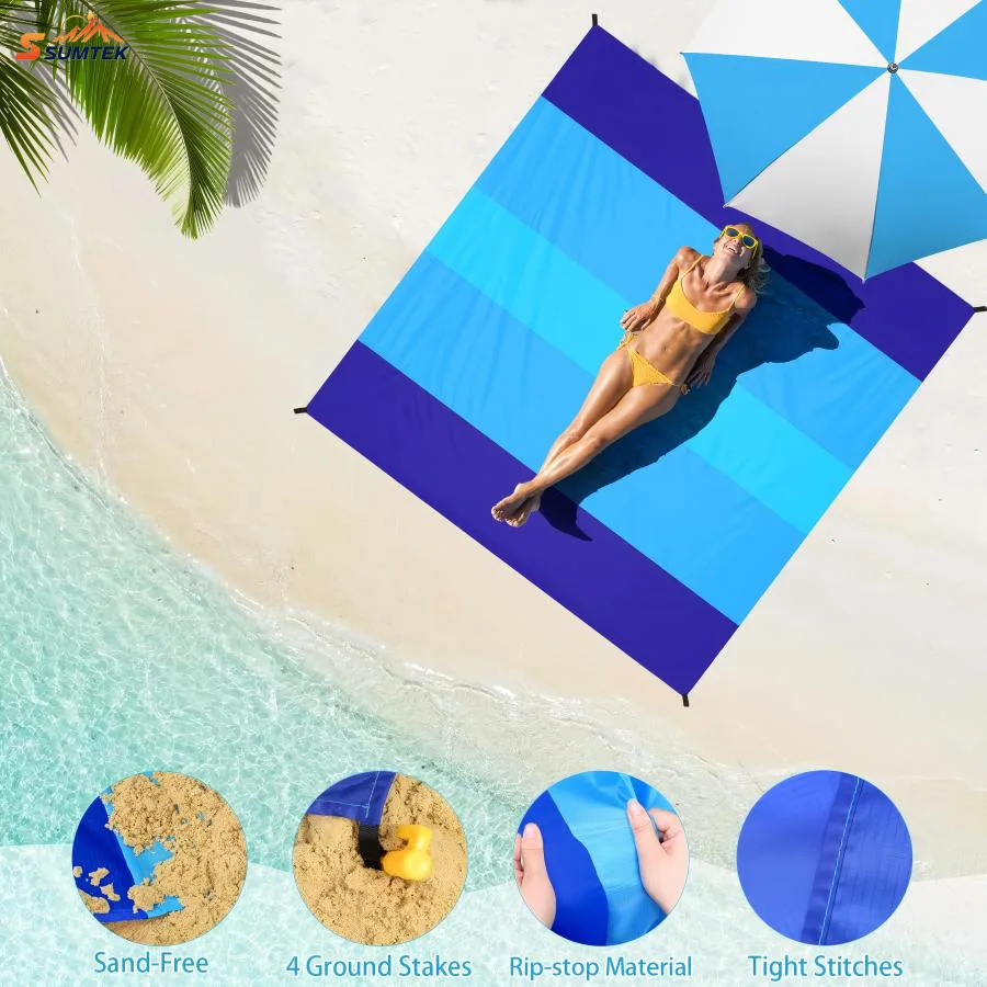 

1pc Waterproof Beach Mat - Quick Drying Outdoor Picnic Mat for Travel, Camping, Hiking- Enjoy the Beach Without the Mess