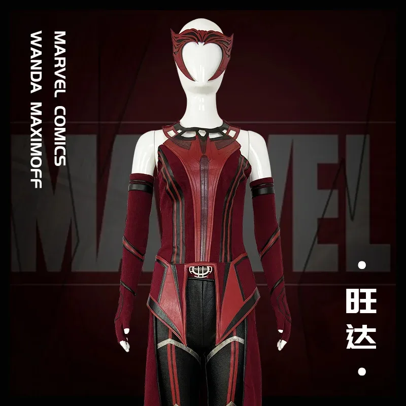 

25COSScarlet Cosplay Witch Maximoff Wanda Vision Cosplay Costume Headwear Cloak and Pants Full Set Outfit Halloween Accessories