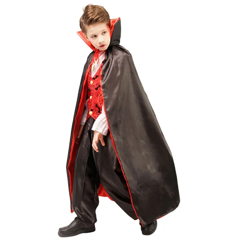 Costume de Vampire Cosplay pour enfants, vêtements de fête d'horreur d'halloween, vêtements de carnaval amusants pour garçons, cape de spectacle sur scène