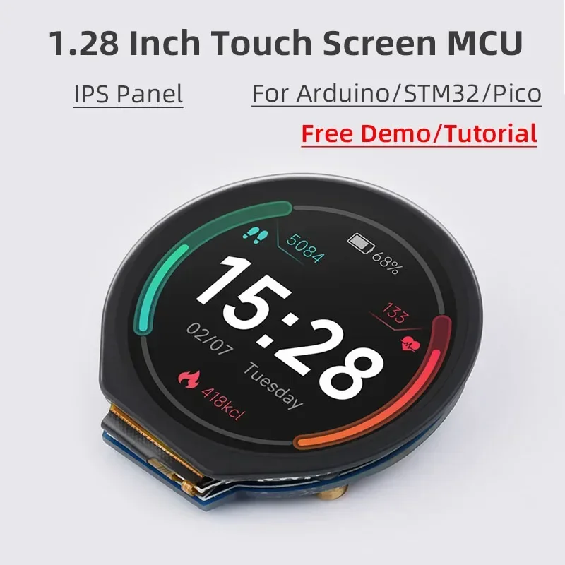 

1.28 Inch IPS Screen MCU compatible for STM32 Raspberry Pi Pico 65K Round LCD SPI I2C Interface Demo Tutorial