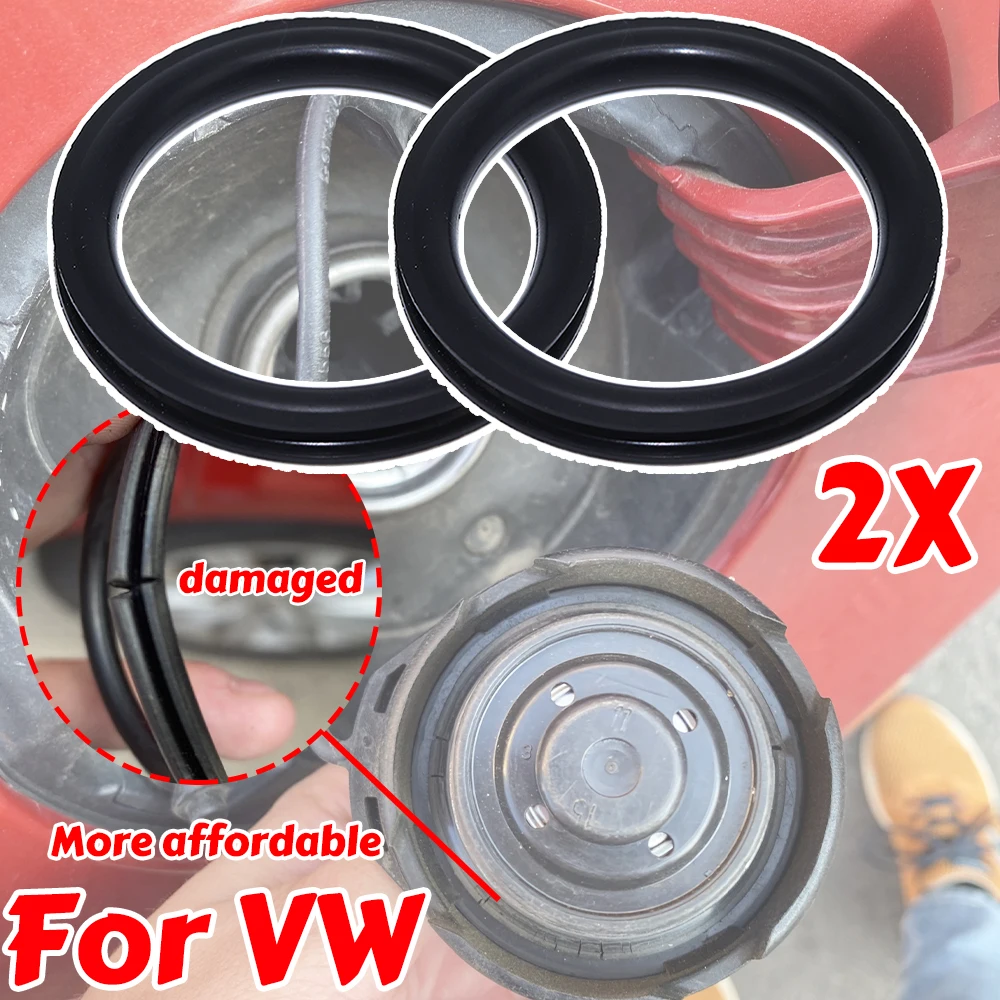 2X Gas Cap Replacement Seal Fuel Tank Filler Neck Repair V Shape O-ring Rubber Gasket Washer 55x5mm For VW Up Beetle Crafter Eos