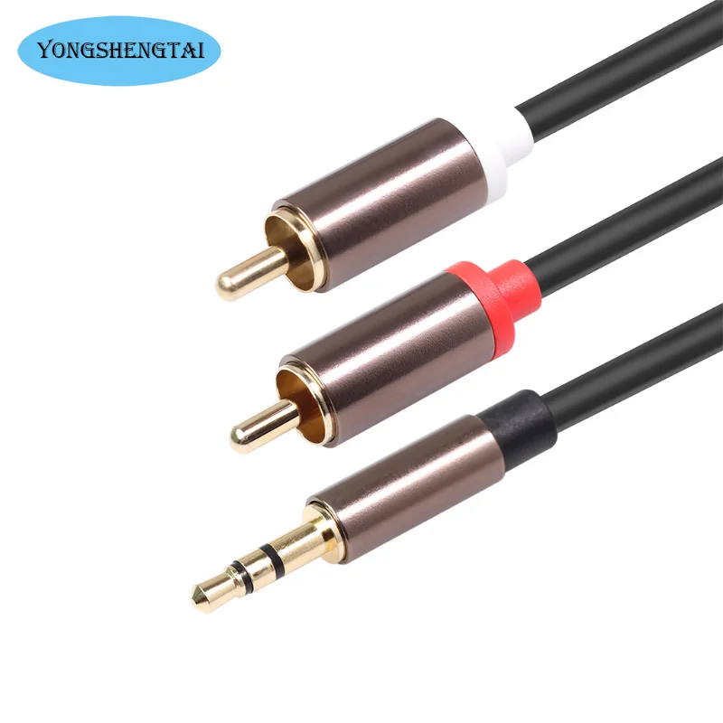 

1m Black Silver Aluminum Alloy Shell Oxygen-free Copper 3.5mm To 2rca Double Lotus Audio Cable