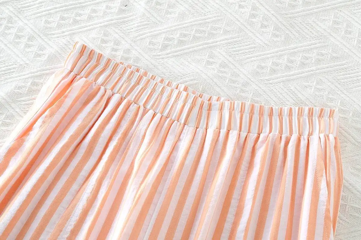 

Простая хлопковая пижама в полоску с принтом для женщин, весенне-осенне-летняя тонкая домашняя одежда, широкие женские брюки