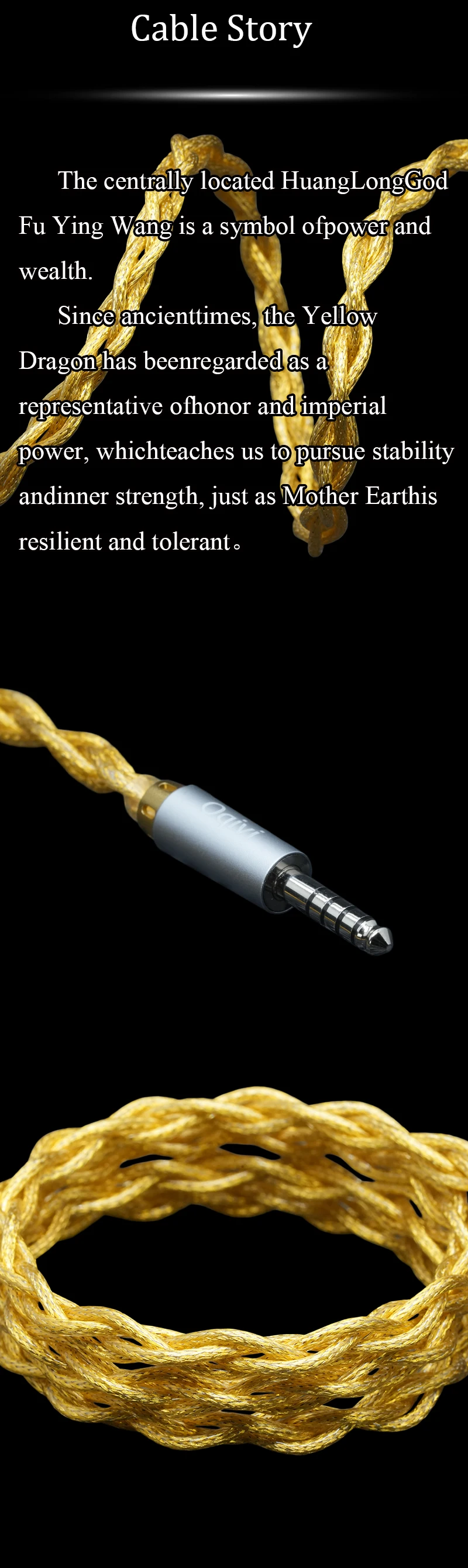 IvipQ-05 Huang Long 22AWG 8N OCC+8N OCC vergoldeter, abgeschirmter In-Ear-IEM-Kabel mit rhodiumbeschichtetem 4,4 mm/0,78 mm 2-Pin-Audiokabel – Detail 3