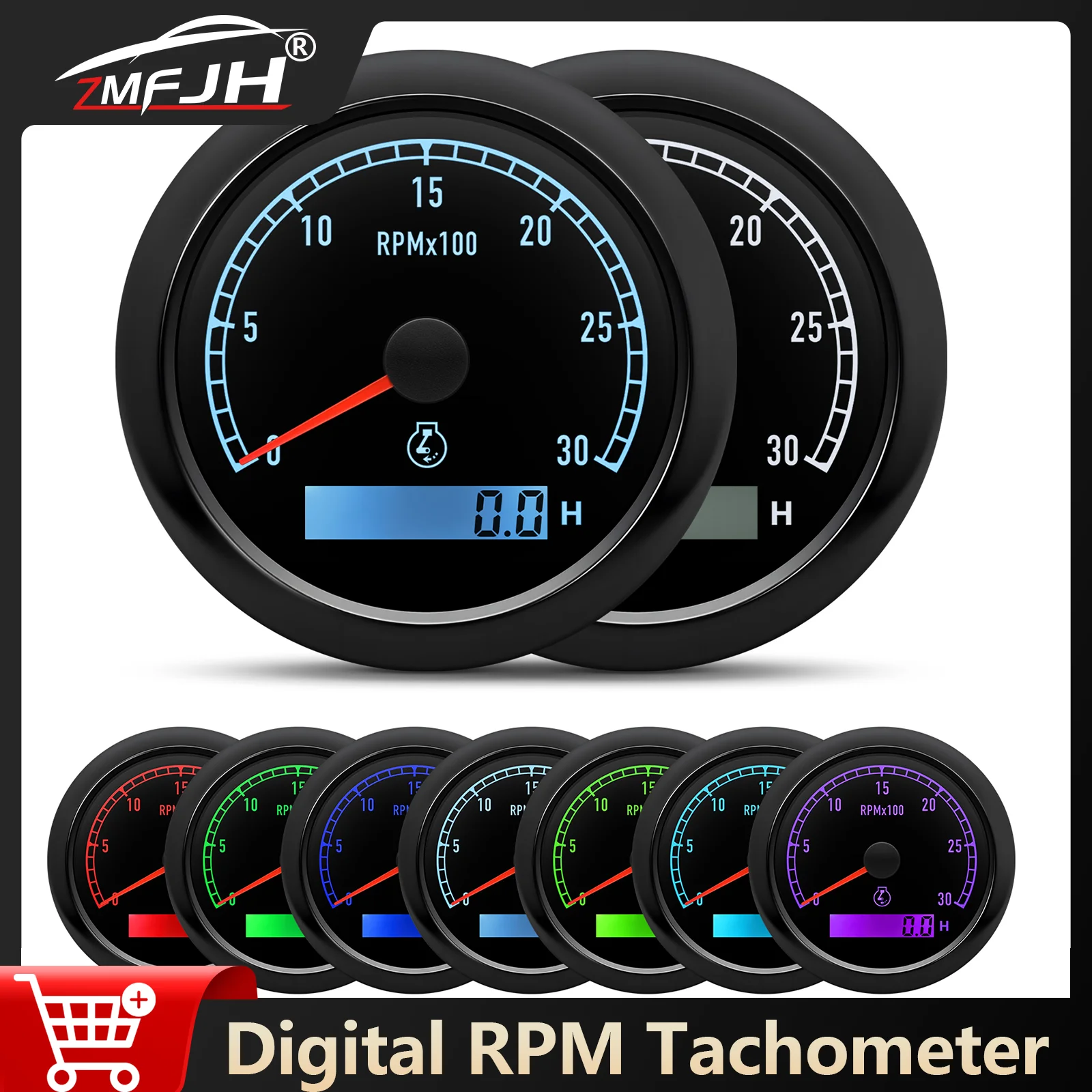 

Тахометр 80 мм, 3000/4000/6000/7000/8000 об/мин, с ЖК-дисплеем, счетчиком моточасов, 7-цветной подсветкой, для лодок, автомобилей, грузовиков, 12В/24В