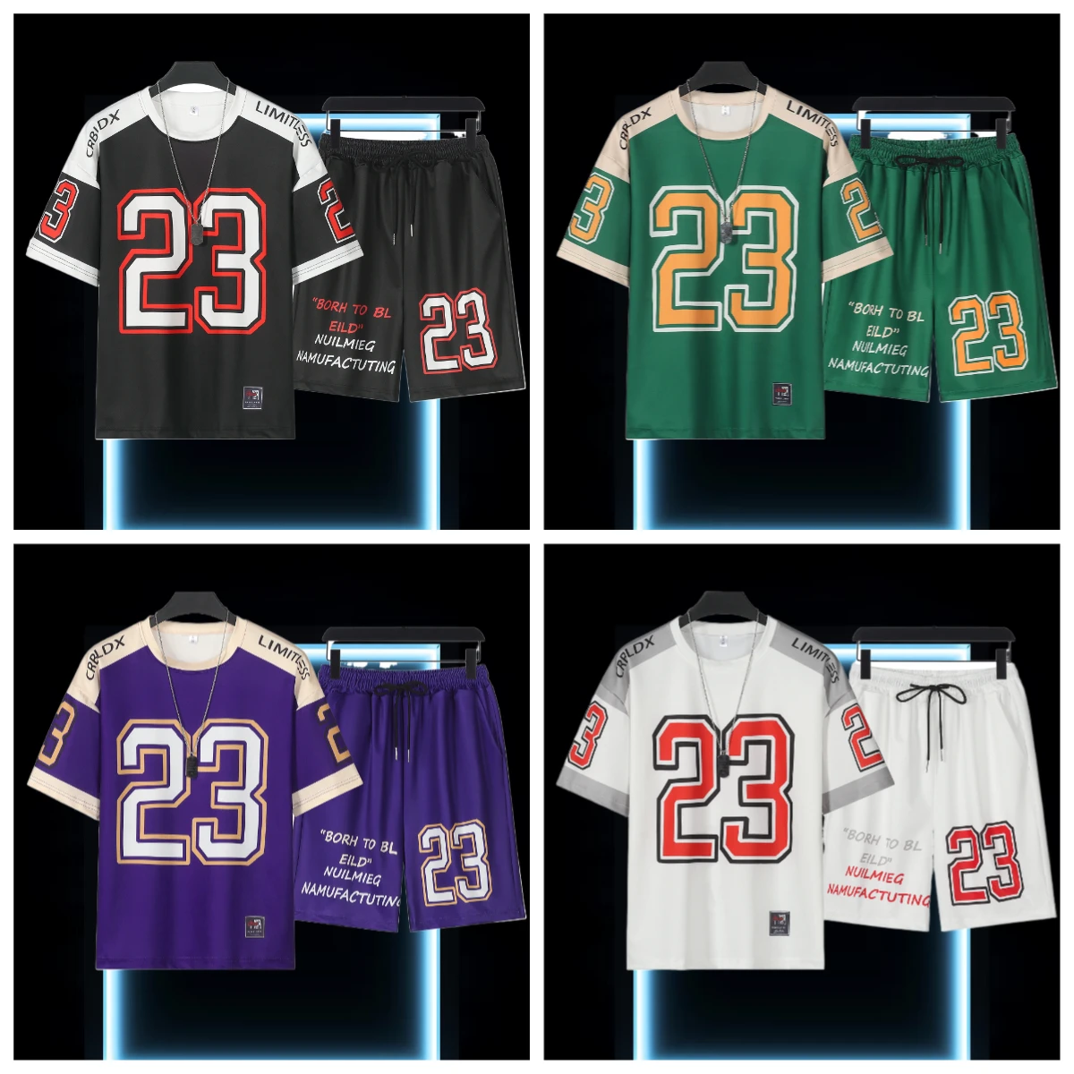 

Summer Men's Sports Suit High Quality Breathable Basketball T-shirts and Shorts Two Piece Set 23 Jersey Set Men Clothes 2024 New