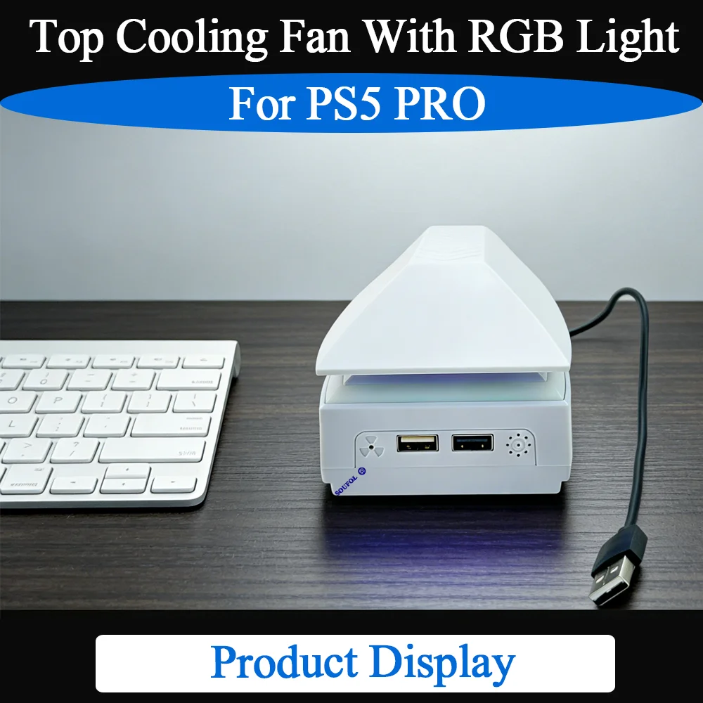 

Верхний охлаждающий вентилятор для игры PS5 PRO с RGB-подсветкой, подставка-кулер, кронштейн, пылезащитная атмосфера, красочное освещение, светодиодные аксессуары