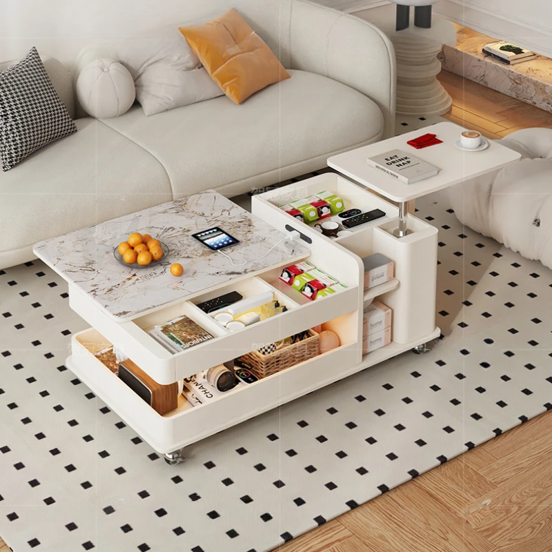 Livingroom Center Coffee Tables Design Elegant Storage Foldable Cabinets Folding Mobile Home Table Basse Pour Salon Furniture