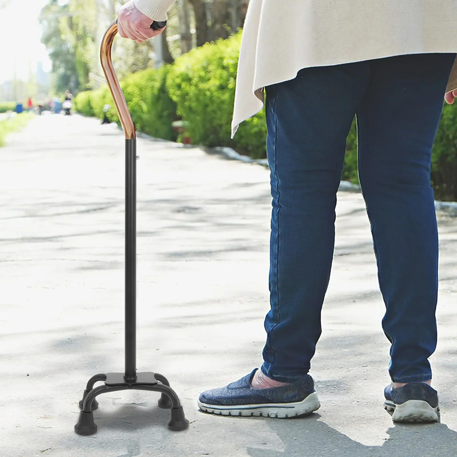 Four-Point Non-Slip Cane Tips Rubber Walking Cane Foot Covers Stable Support Replacement for Seniors Elderly Outdoor Indoor Use