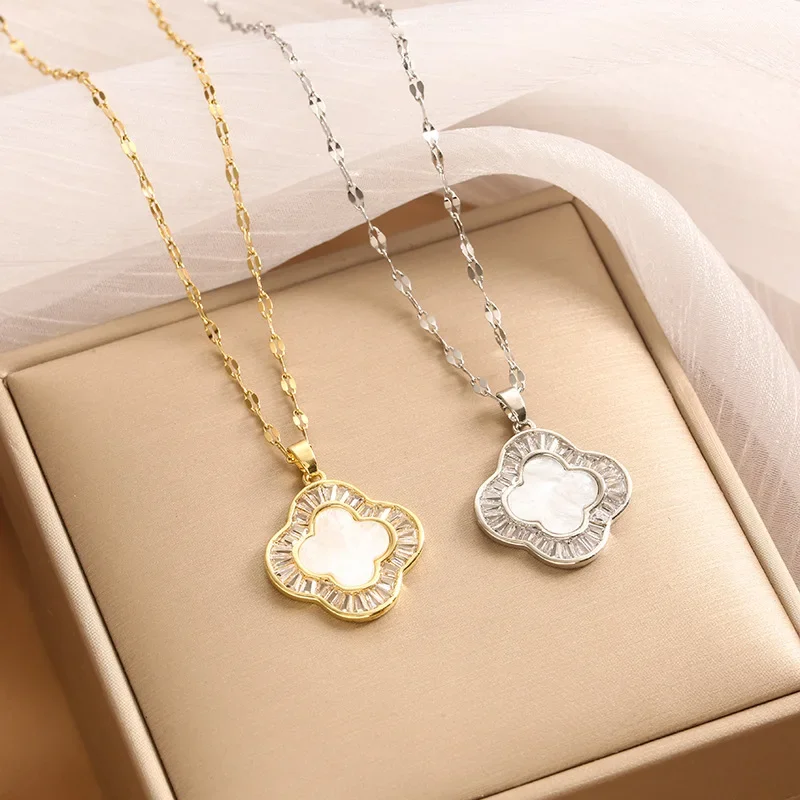 قلادة جديدة من الزركون لعام 2025 من عرق اللؤلؤ النسخة الكورية قلادة عصرية وبسيطة الطراز، قلادة شعبية للنساء