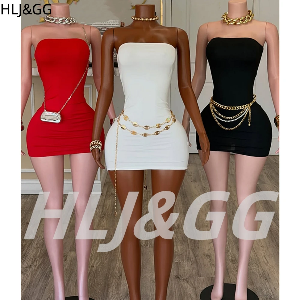 HLJ&GG Sexy Hot Girl See Through Bodycon Mini Dresses Women Off Shoulder Sleeveless Slim Veardios Fashion Party Club Streetwear