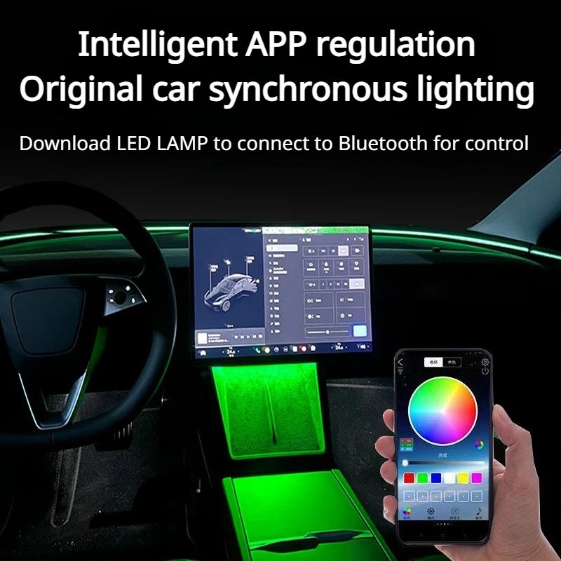 For Tesla Model 3+ Center Console Wireless Charging Atmosphere Light USB Acrylic LED Light New Model3 Highland 2024 Accessories